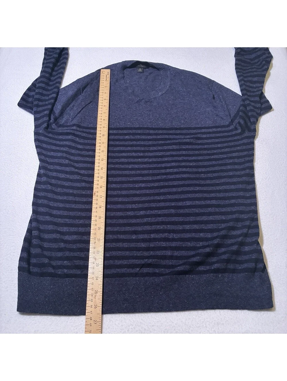 Banana Republic Sweater Men's M Medium Blue Silk Linen Crewneck Striped Knit